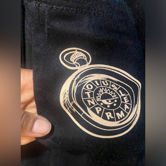 Theory Game Mat Pat Black Denim Trucker Jacket Video Game Wizard Sz XS - Picture 4 of 11